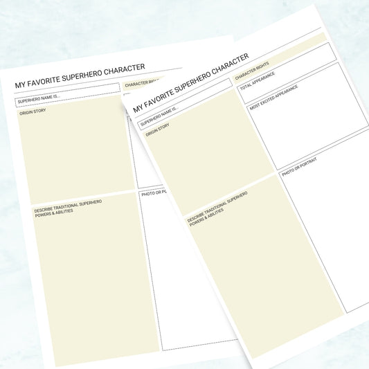 My Favorite Superhero Character Tracker – Printable & Editable Template